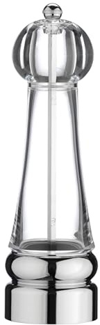 Grunwerg Stainless Steel & Acrylic Single High Pepper Mill, 22cm