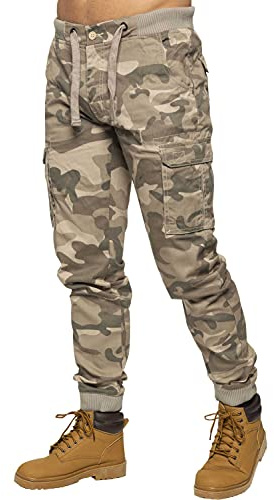 Enzo Herr militär strid joggingbyxor kamouflage cargo kamouflage arbetsbyxor