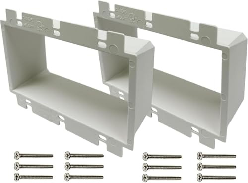 iMBAPrice BE3-3 3-Gang Electrical Box Extender, 2-Pack – UL Listed White Non-Metallic Outlet Box Extension for Electrical Boxes, Extends 1/4″ to1-1/2″ for Flush Wall Fit