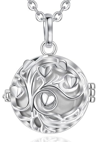 AEONSLOVE Collier Bola Grossesse Pendentif Arbre de Vie Collier Musique Carillon Bell pour Femmes Enceinte Bébé, Cadeau Original de Noël Anniversaire, Chaîne 114cm