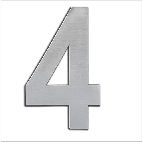 EVI Herrajes | Número Adhesivo para Casas de Acero Inoxidable | Nº 4 | 160x103mm | Para Paredes, Fachadas, Portales o Puertas | Para Exterior e Interior | Mod. I-160AM-4