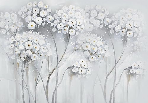 Wesmilewallpaper Papier Peint Panoramique 3D Art De Fleur De Belle Peinture À L'Huile Blanche Papiers Peints Intissé Tapisserie Murales Poster 400x280cm