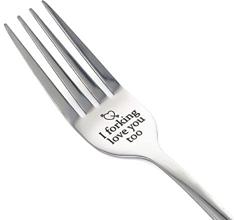 Forking Love You Too Funny Personalized Stainless Steel Engraved Dinner Fork - Unique Carving Fork Gift for Christmas or Valentine's Day