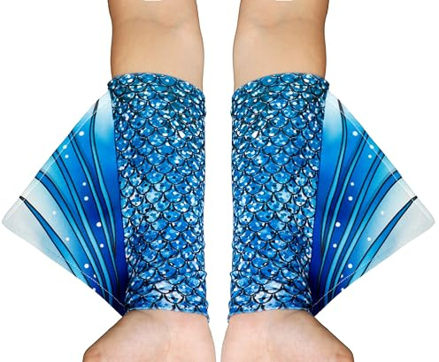 color cosplayer Mermaid Gloves Fish Scale Arm Sleeves Print Fin Halloween Costume Accessories for Women and Girls