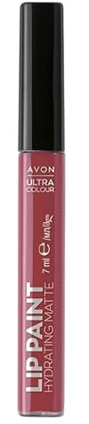 Avon Ultra Colour Lip Paint Hydrating Matte Velvet Hibiscus, for Hydrating Moisture, with Coconut Oil and Shea Butter, 7ml