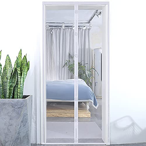 Vllcsla Cortina Mosquitera Magnética de Malla Resistente de 70 x 200 cm/80 x 200 cm, Mosquitera Magnetica para Puerta, Mantiene los Insectos Fuera, Fácil de Instalar sin Taladrar, Blanco, 70x200 cm