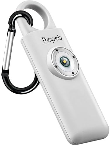 Der Original Persönlicher Alarm Für Frauen, Schlüsselanhänger Alarm mit Sirene für Selbstverteidigung und Sicherheit, Von der Polizei Empfohlen, 130 dB Sirene, LED-Stroboskoplicht (Metallisch Silber)