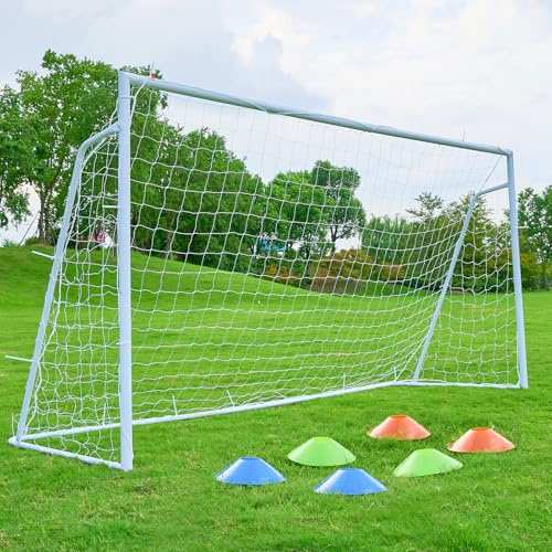 Soccer Goal 12×6, 8×6 and 6×4 FT Soccer Goals for Backyard, 2Diameter Steel Soccer Goals for Kids and Adults Large soccer goal Powder Coated Galvanized Steel Post With Soccer Target Net for Training