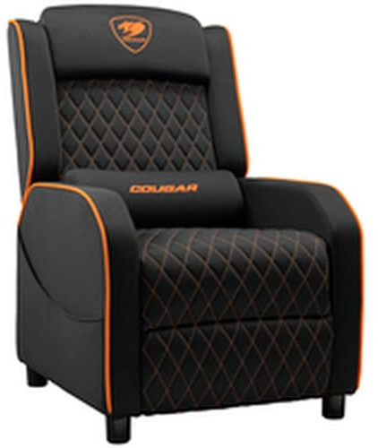 COUGAR Ranger One - Sofá para Juegos, Tela Tejida Transpirable, Bolsillo Lateral de Almacenamiento, reposacabezas y Almohada Lumbar, diseño Ajustable, hasta 150 kg de Capacidad, Color Negro y Naranja