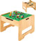 FUNLIO 2-in-1 Aktivitätstisch aus Massivholz für Kleinkinder ab 3 Jahren, Höhenverstellbar Kinderspieltisch mit 450 Bausteinen und großem Stauraum, Holzspieltisch für Spiel/Lernen, CPC Zertifiziert