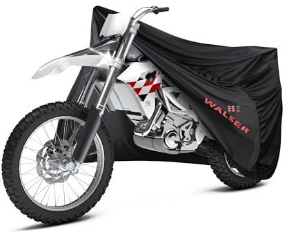 WALSER telone per moto da interno elastico, telone per moto 100% aderente, garage per moto da interno, copertura scooter invernale, telo per moto, accessori per moto nero XL 255x110x135 cm