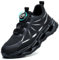 RASEARY Arbeitsschuhe Herren Damen Sicherheitsschuhe mit Stahlkappe Leicht Stahlkappenschuhe Schutzschuhe mit Drehbaren Schnallenschnürsenkeln Safety Shoes,Schwarz EU 38