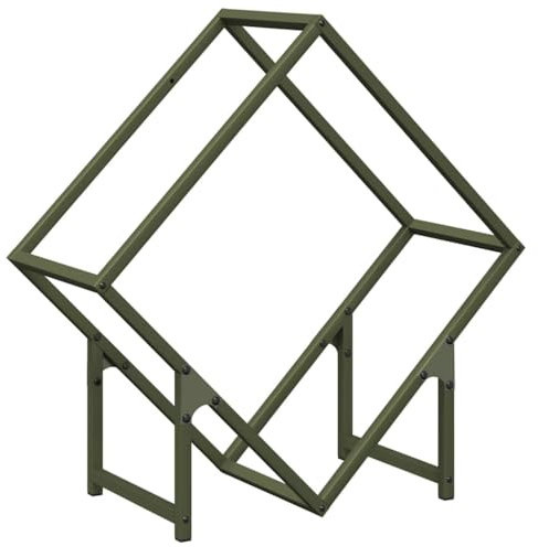 vidaXL Firewood Rack - Olive Green Steel Log Holder 60x25x60 cm