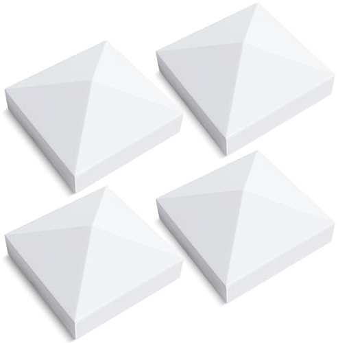 VIVIDA 5 x 5 Vinyl Fence Post Caps, White PVC Fence Post Caps, 4 Pack