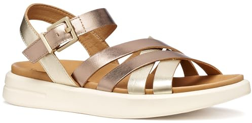 Geox Sandalo da donna D XAND 2S B Wedge, DK BEIGE/LT Gold, 38 EU