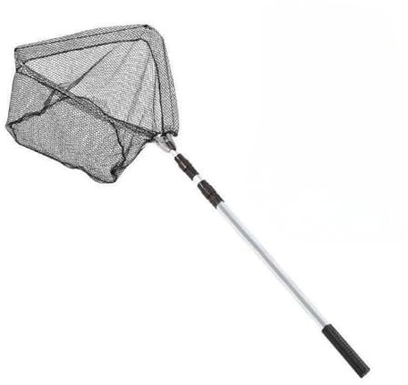 Épuisette de Pêche Pliable avec Filet Triangulaire, Long Manche Téléscopique, pour Carpe Truite Crevette Etang Bassin Poisson