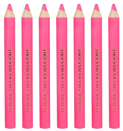 Goktvai 7pcs Fabric Markers for Sewing, Water Soluble Sewing Fabric Pencils with Tip Caps Tailors Chalk Tracing Supplies for Quilting Tailoring Embroidery Dressmakers DIY Crafts (Pink)