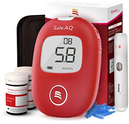 Blood Sugar Tester, Blood Glucose Monitor, Diabetes Testing Kit with Test Strips x 50 and Lancetsx 50, Sinocare Safe AQ Smart Blood Sugar Glucose Meter for UK Diabetics - in mmol/L