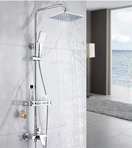 MOODSC Hotel Hotel sin salida de agua del grifo grande de almacenamiento plana de dos función de ducha fija con baño ingeniería estantería boquilla cuadrada de refuerzo