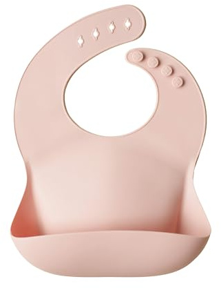 mushie Babero de Silicona para Bebés | Baberos de Alimentación con Bolsillo | Fáciles de Lavar | 4 Tamaños Ajustables | Sin BPA | Accesorio Durable para Niños Pequeños y Niñas | Blush