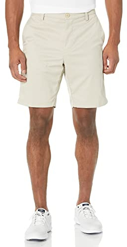 Amazon Essentials Pantalones Cortos de Golf Elásticos de Corte Ajustado Hombre, Piedra, 33W