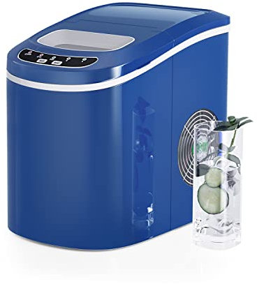 RELAX4LIFE Macchina Ghiaccio 12kg/24 Ore, 9 Cubetti di Ghiaccio in 6-13 Minuti Cubetti, Macchina del Ghiaccio Silenzioso ed Efficiente, con Cestello e Paletta per la Casa (Blu)