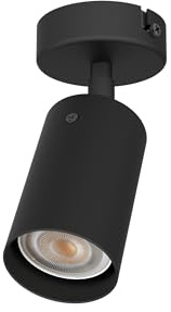 L+ Faretto Spot LED Orientabile da Soffitto o Parete in Metallo - Attacco GU10 - Made in Italy - Diametro 6cm - Design Moderno per Cucina e Soggiorno (Nero)