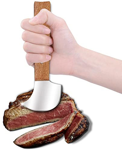 Fstcrt Rocker coltello, Attrezzatura adattativa monomanuale e Coltello Ulu curvo per alimenti in lattina e ciotola, ideale per una mano in caso di tremori, artrite, anziani