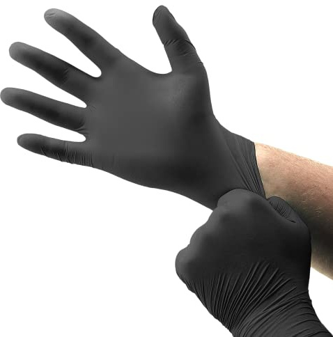 BOSS Powder Free Disposable Nitrile Gloves, 4 Mil Thickness, 100 Pair Pack, Black, Large, (B21051-L)
