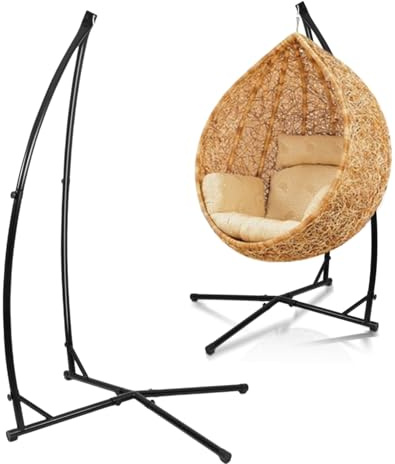 Sonnewelt Hamaca colgante de 150 kg, estructura metálica estable, soporte tubo acero 215 cm interior-exterior