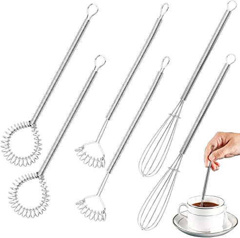 Ainvhh 6 PCS Mini Whisk Set, Stainless Steel Spring Whisk, Cooking Gadget for Blending, Whisking, Beating, Stirring, Gravy