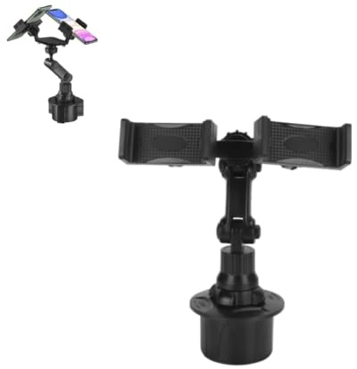 Soporte telefónico para vehículos, soporte de copa para vehículos de doble teléfono móvil, soporte de copa para vehículos de 360 grados de rotación, asiento de teléfono móvil universal ajustable