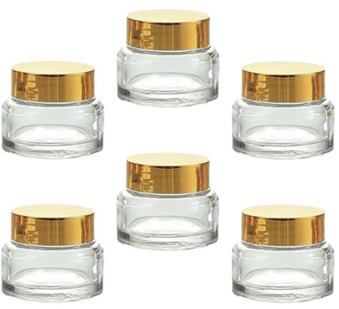 FRCOLOR 6 st gräddflaska påfyllningsbar make-up krämburk-krämflaskor tom provglas påfyllningsbar flaska kosmetisk krämburk glas resa behållare flaska lite grädde aluminium