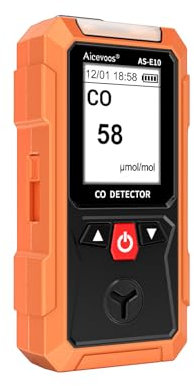Aicevoos AS-E10 Détecteur Monoxyde de Carbone Portable, Détecteur CO avec Alarme Sonore et Visuelle, 0-2000PPM, Alarme CO, Écran LCD Rétroéclairé, pour Maison, Voiture, Camping