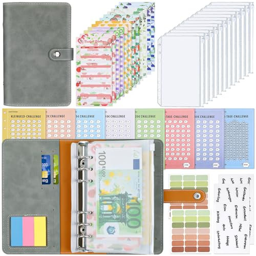 Budget Planner Deutsch - Sparbuch für Geld Sparen Challenge - Haushaltsbuch Finanzplaner Budgetplaner - Sparbuch Money Challenges Budgetplaner - Startset Budget Binder Cash Stuffing Organizer Bücher