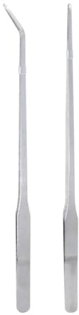 JIHUOO 2 Pcs 27cm Stainless Steel Reptile Feeding Tongs Long Straight Fish Tank Tweezers Aquarium Curved Tweezers Extra Long Cooking Tweezers Snake Food Tongs