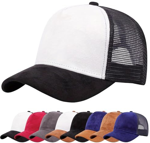 Enwokran Berretto Cappello da Baseball Unisex Cappelli Trucker Estivo Regolabile Cappuccio Casuali Traspirante Parte Posteriore in Rete All'aperto Movimento High Profile Cappellini (Bianco Nero)