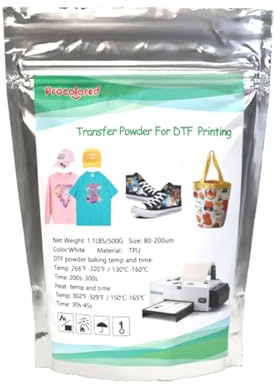 Procolored Poudre DTF de 1 kg, poudre adhésive thermofusible DTF pour film de transfert DTF et imprimante DTF pour tissu