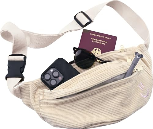 EBERHARD FABER - Sac en velours côtelé beige, pour femmes et hommes, sacs à dos de 20 litres ou sacoches ventrales avec grand compartiment principal