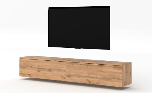 AXLIVING Schrank für TV Designer Lowboard Eiche Wotan Loriano 2x100cm