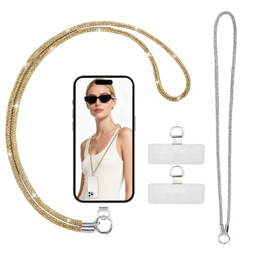 Aevorant 2 Pezzi Cordino per Cellulare, Laccio per Cellulare Design Scintillante con Strass, Laccetto per Cellulare Adatto alla maggior parte dei telefoni