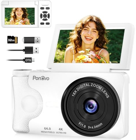 32GB Camara de Fotos 4K 64MP Digital Blanco