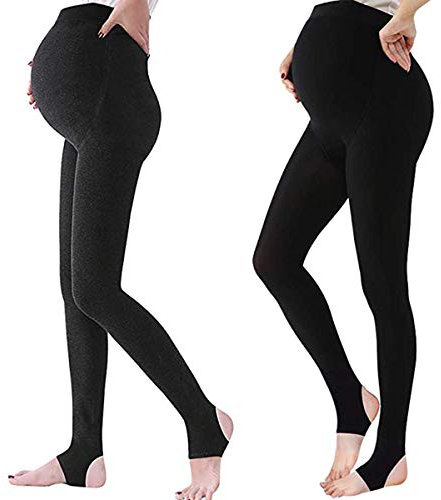 LOVELYBOBO 2 Pack Damen Blickdichte Umstands Strumpfhose Schwarze/Hautfarbene 320D