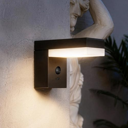 Lumihome Applique Murale Solaire 3 Modes d'Éclairage, Luminaire Extérieur avec Détecteur de Mouvement, Aluminium, Blanc Neutre 4000K, Étanche IP44 Éclairage pour Jardin, Terrasse, Entrée et Garage
