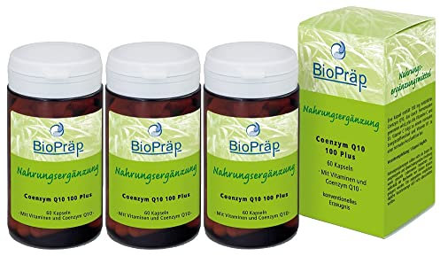 3x BioPräp Coenzym Q10 100 Plus Kapseln - Sparset | 3 x 60 Zellulose-Kapseln | vegan | produziert in Deutschland | zertifizierte Produktion