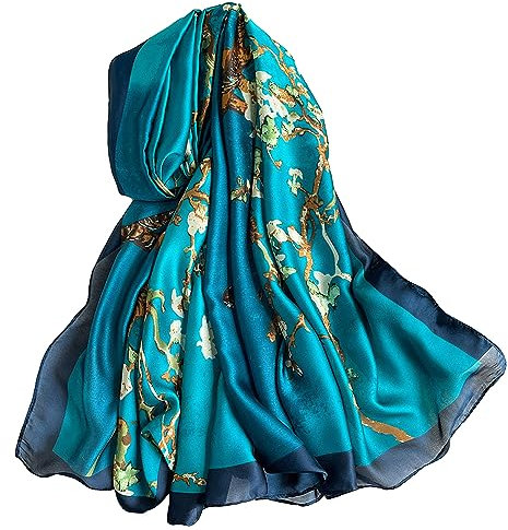 Seidenschals Damen, Große Seidentücher für Frauen Stilvoll Seidentuch Haare, Stola Seidentuch Halstuch Pashmina Langer Schal, Leicht Seidentuch Silk Schal Halstuch Tuch Geschenk Frauen-180*90cm