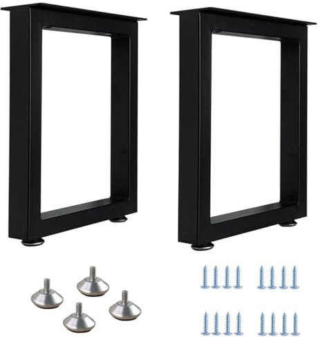 QLLY 2 PCS Patas de Mesa de Metal de Alta Resistencia de 40 cm, Patas de Muebles Cuadrados industriales con pies Ajustables, Patas de Escritorio Resistentes para Mesa de Bricolaje, 30 cm x 40 cm