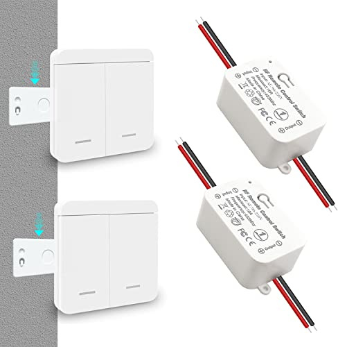 Tedeligo Kit de Interruptor de Luz Inalambrico, AC220V 2000W Interruptor Inalambricas Receptor Relé Control Remoto Hasta 100m Mando Distancia para Luces y Electrodomésticos, No se requiere WiFi