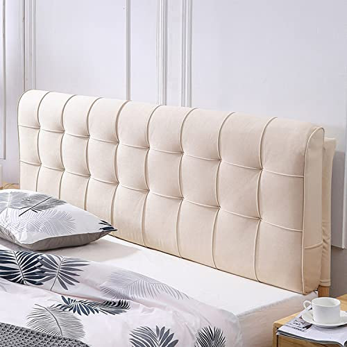 ZZYK Gepolstertes Kopfteil Kissen, Einfarbiges Bett Rückwand Wandkissen Tatami Schlafzimmer Samt Kopfteil Rückenlehne Stützkissen Übergröße Abnehmbares Kopfteil,Weiß,No Headboard 47.2