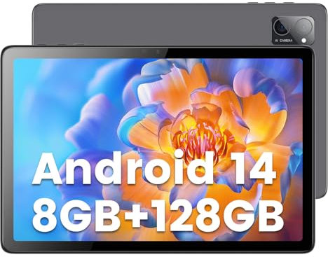 Azeyou Android 14 Tablet 10 Zoll, 8GB RAM+128GB ROM(1TB TF), Octa-core Prozessor, WiFi 6+5G WiFi Tablet PC, 6000mAh Akku, BT5.0, 2 Jahre Garantie(Silber)